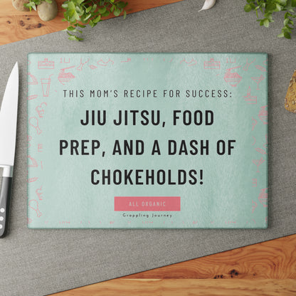 Jiu-Jitsu Mom Glass Cutting Board | Fun BJJ Mom Phrases | Brazilian Jiu-Jitsu Kitchen Decor | Perfect Gift for BJJ Moms & Grappling Fans