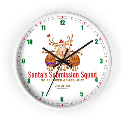 Jiu Jitsu Christmas Wall Clock | Brazilian Jiu-Jitsu Christmas Decor | Grappling-Themed Clock | Holiday Gift for BJJ Lovers