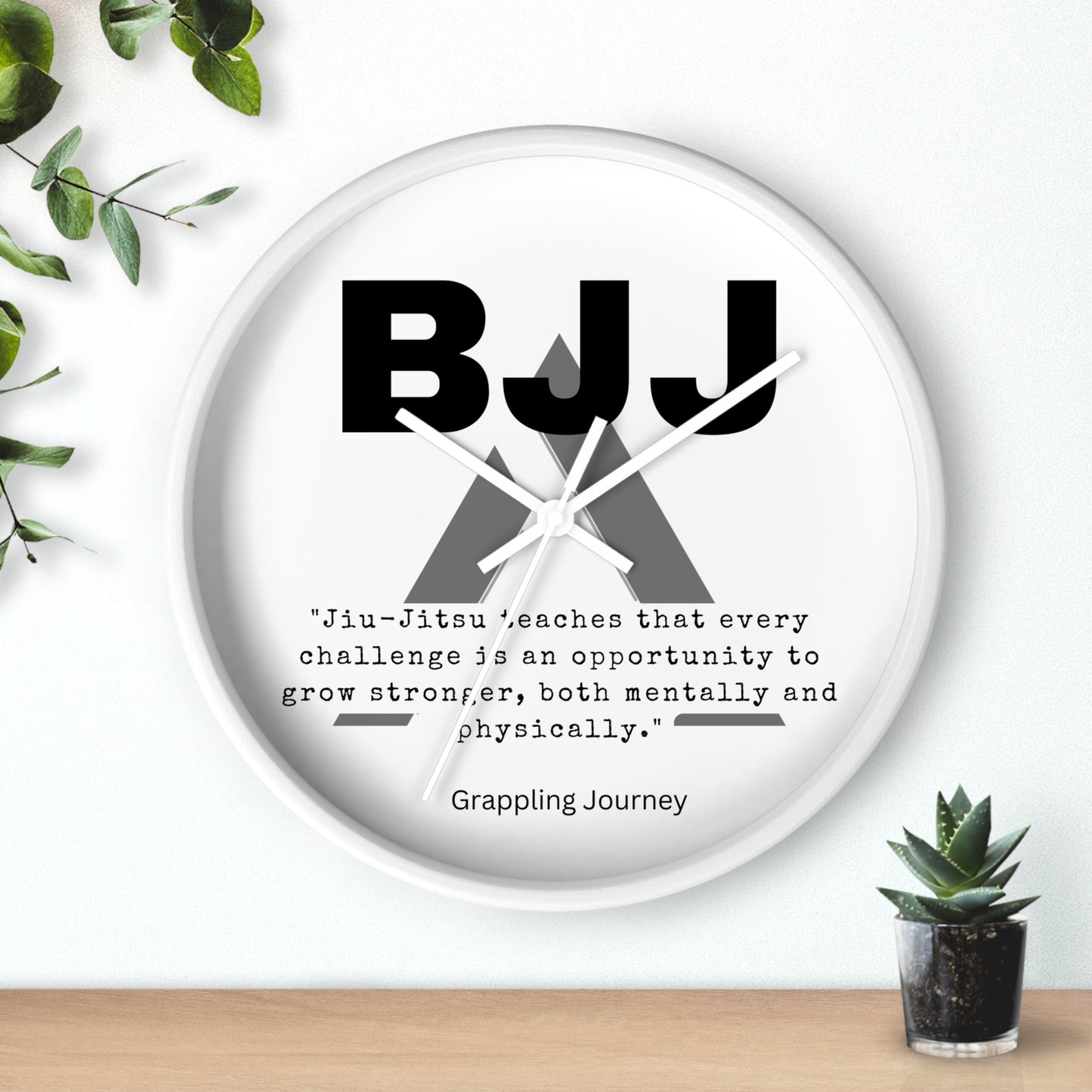 BJJ Inspirational Quote Wall Clock | Brazilian Jiu-Jitsu Motivation Decor | Grappling-Themed Clock | Martial Arts Gift for BJJ Lovers