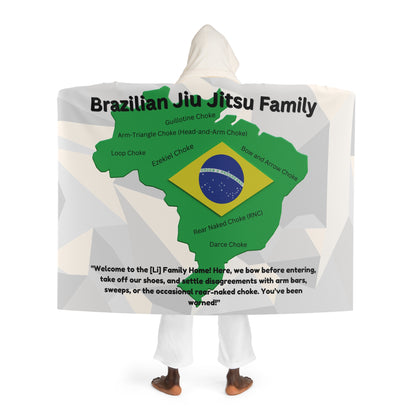 Brazilian Jiu-Jitsu Hooded Sherpa Fleece Blanket with Inspirational Quote - BJJ Flag Design, Ultra-Soft and Cozy Gift for Grapplers, Martial Arts Enthusiasts, and Fans of Jiu-Jitsu