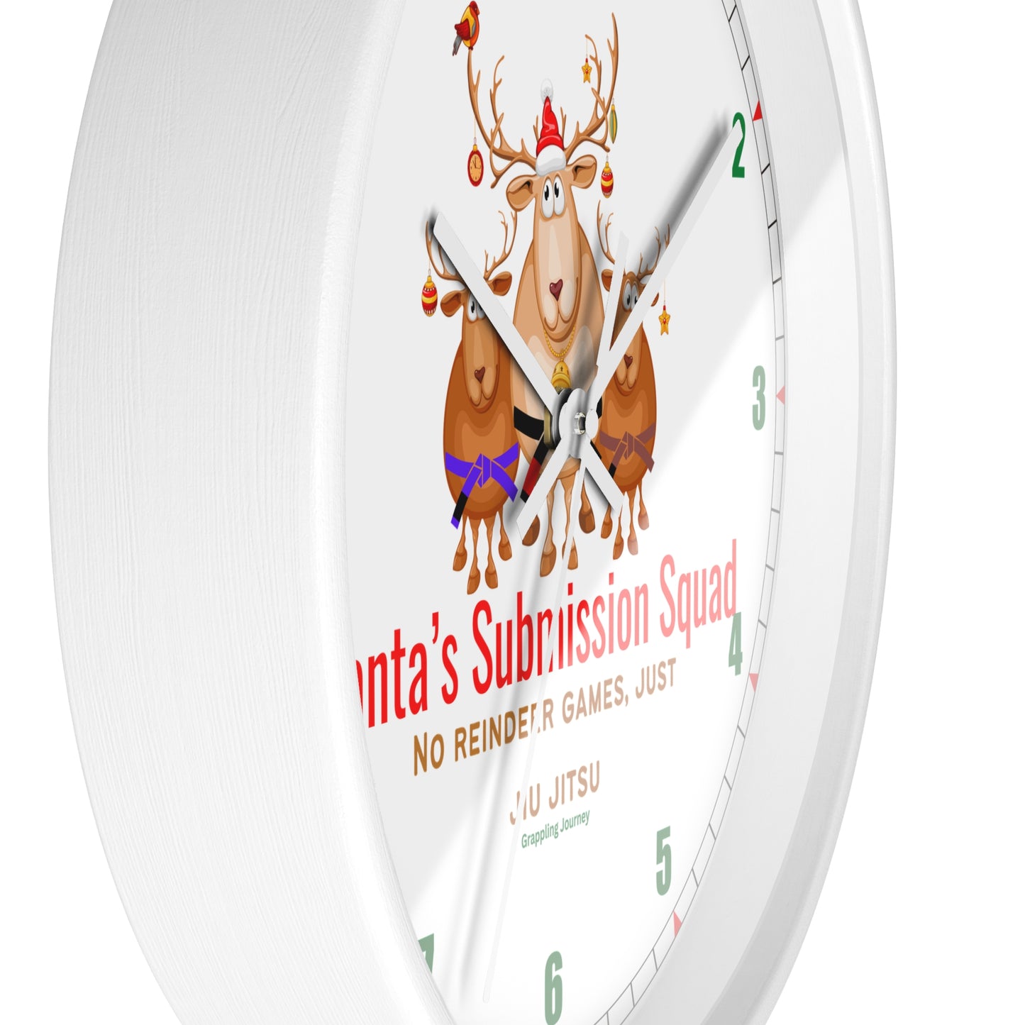 Jiu Jitsu Christmas Wall Clock | Brazilian Jiu-Jitsu Christmas Decor | Grappling-Themed Clock | Holiday Gift for BJJ Lovers