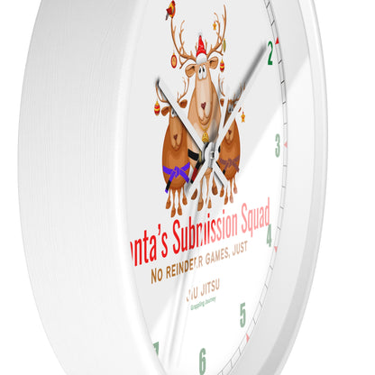 Jiu Jitsu Christmas Wall Clock | Brazilian Jiu-Jitsu Christmas Decor | Grappling-Themed Clock | Holiday Gift for BJJ Lovers