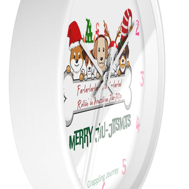 BJJ Christmas Wall Clock | Brazilian Jiu-Jitsu Christmas Decor | Grappling-Themed Clock | Holiday Gift for BJJ Lovers