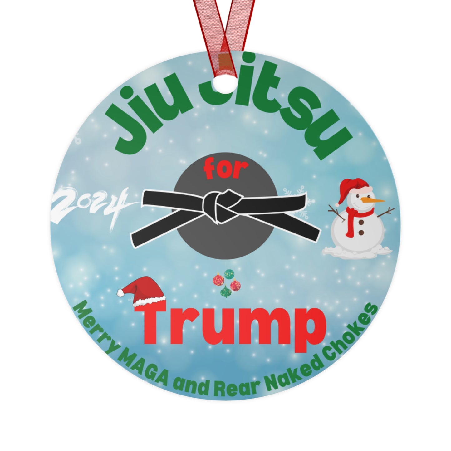 BJJ Christmas Ornament | Trump 2024 Brazilian Jiu-Jitsu Holiday Decor | Grappling-Themed Tree Decoration | Martial Arts Gift