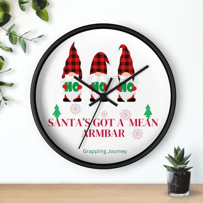 BJJ Christmas Wall Clock | Brazilian Jiu-Jitsu Motivation Decor | Grappling-Themed Clock | Holiday Gift for BJJ Lovers