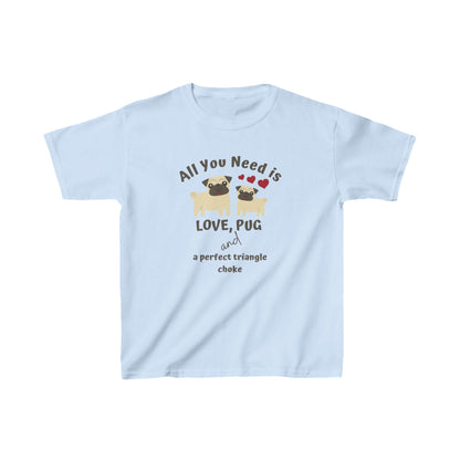 BJJ Kids T-Shirt | Cute Pug Brazilian Jiu-Jitsu Tee | Fun Martial Arts Gift for Boys & Girls | Youth Grappling Apparel