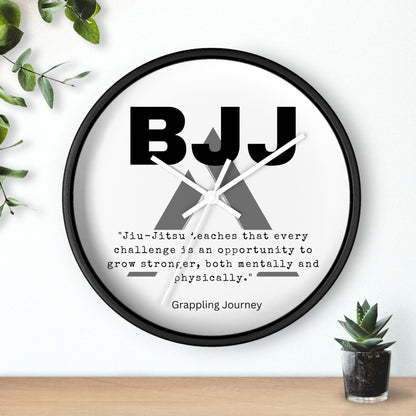 BJJ Inspirational Quote Wall Clock | Brazilian Jiu-Jitsu Motivation Decor | Grappling-Themed Clock | Martial Arts Gift for BJJ Lovers