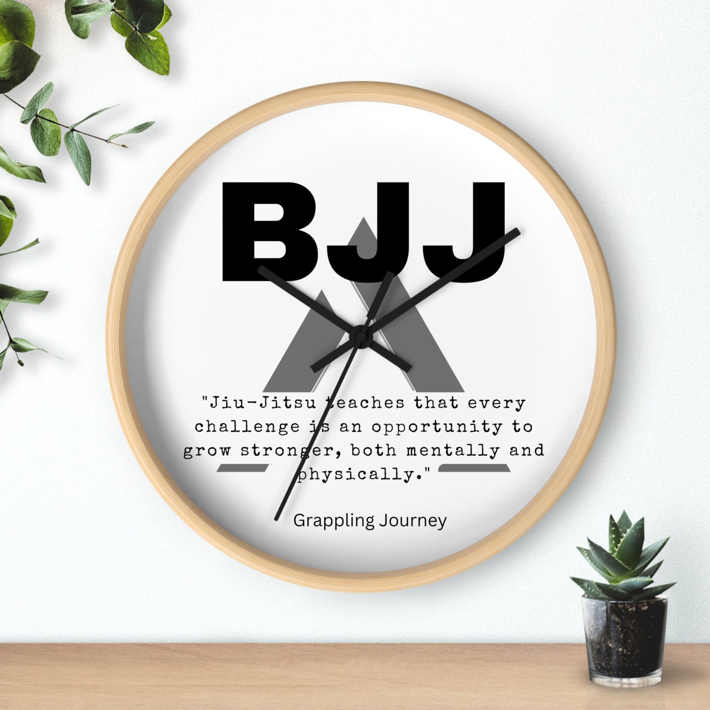 BJJ Inspirational Quote Wall Clock | Brazilian Jiu-Jitsu Motivation Decor | Grappling-Themed Clock | Martial Arts Gift for BJJ Lovers