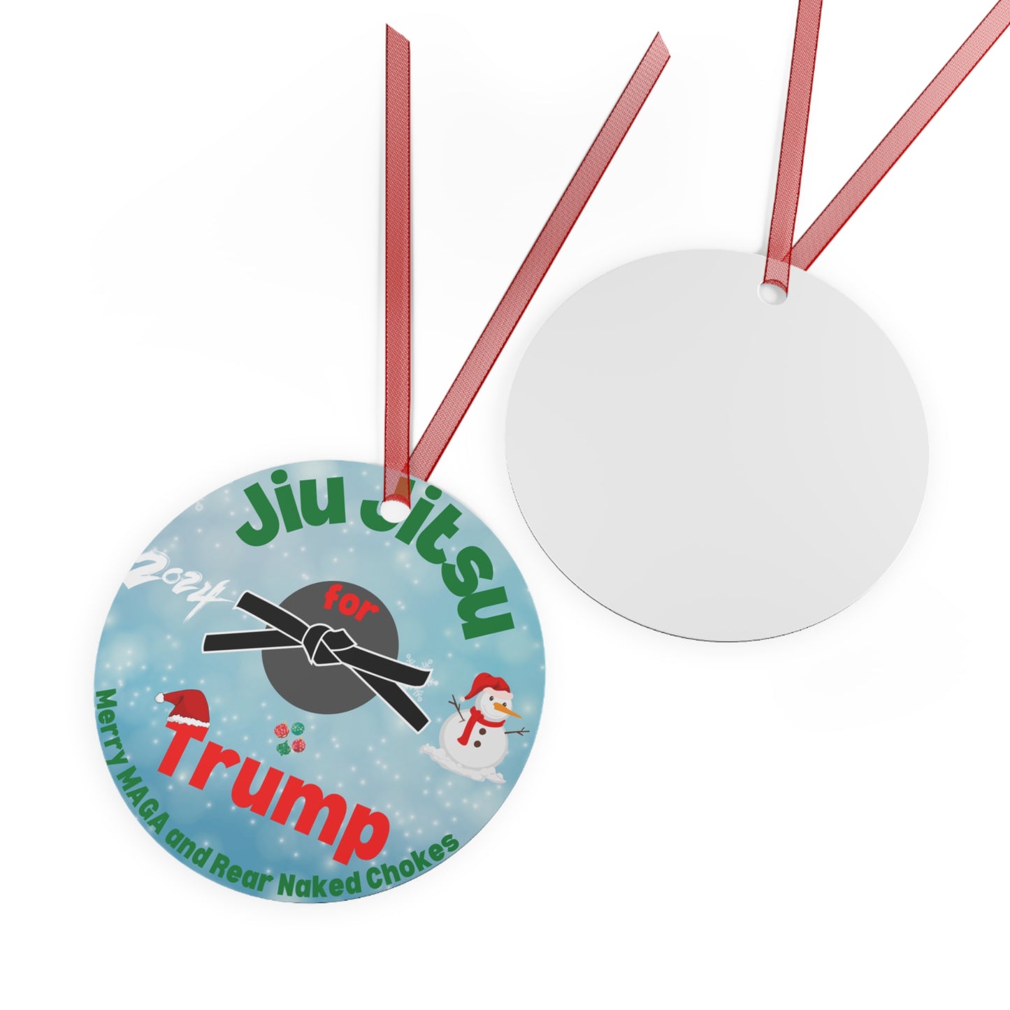 BJJ Christmas Ornament | Trump 2024 Brazilian Jiu-Jitsu Holiday Decor | Grappling-Themed Tree Decoration | Martial Arts Gift