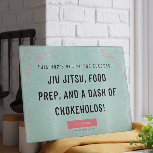 Jiu-Jitsu Mom Glass Cutting Board | Fun BJJ Mom Phrases | Brazilian Jiu-Jitsu Kitchen Decor | Perfect Gift for BJJ Moms & Grappling Fans