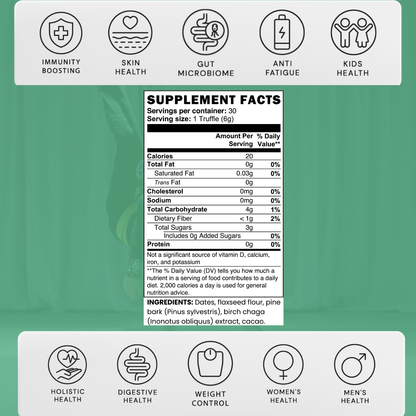 Supplement facts for Birch Chaga